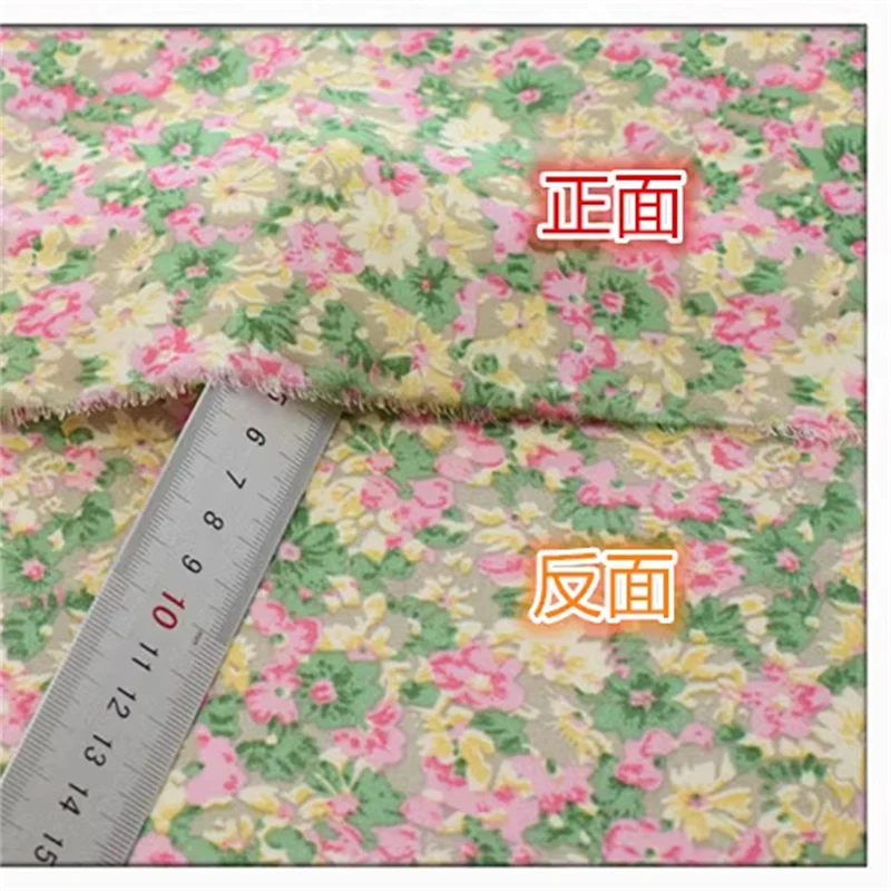 Small floral ice silk chiffon fabric, spring and summer printed skirt fabric, soft and breathable