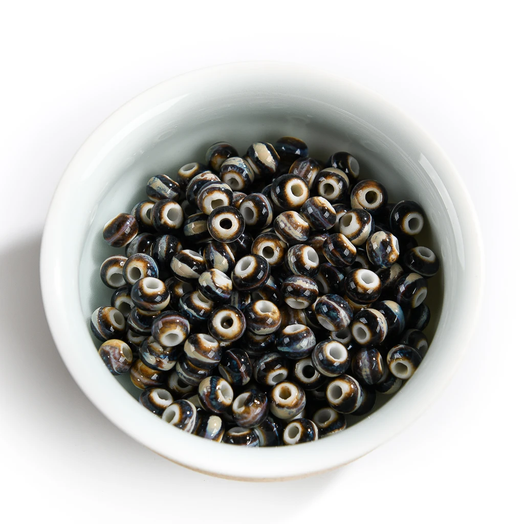 Coffee Color Porcelain Beads Ceramic Round Bead Diy 10mm 12mm 14mm Jewery Making Wholesale  #A509C