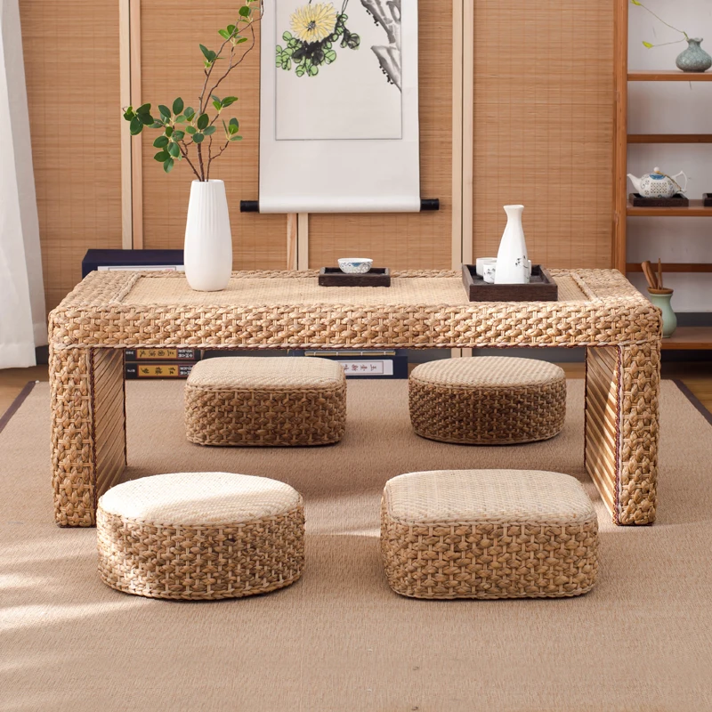 The product can be customized.Japanese-style rattan floor table, Zen tea table, tatami tea table, simple balcony table