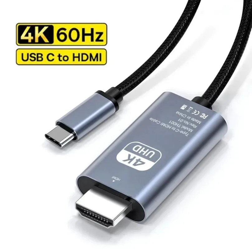 4K 60Hz USB C to HDMI-Compatible Cable Adapter HDTV Converter Cable for iPhone 15 TV Converter MacBook Air iPad Samsung Laptop
