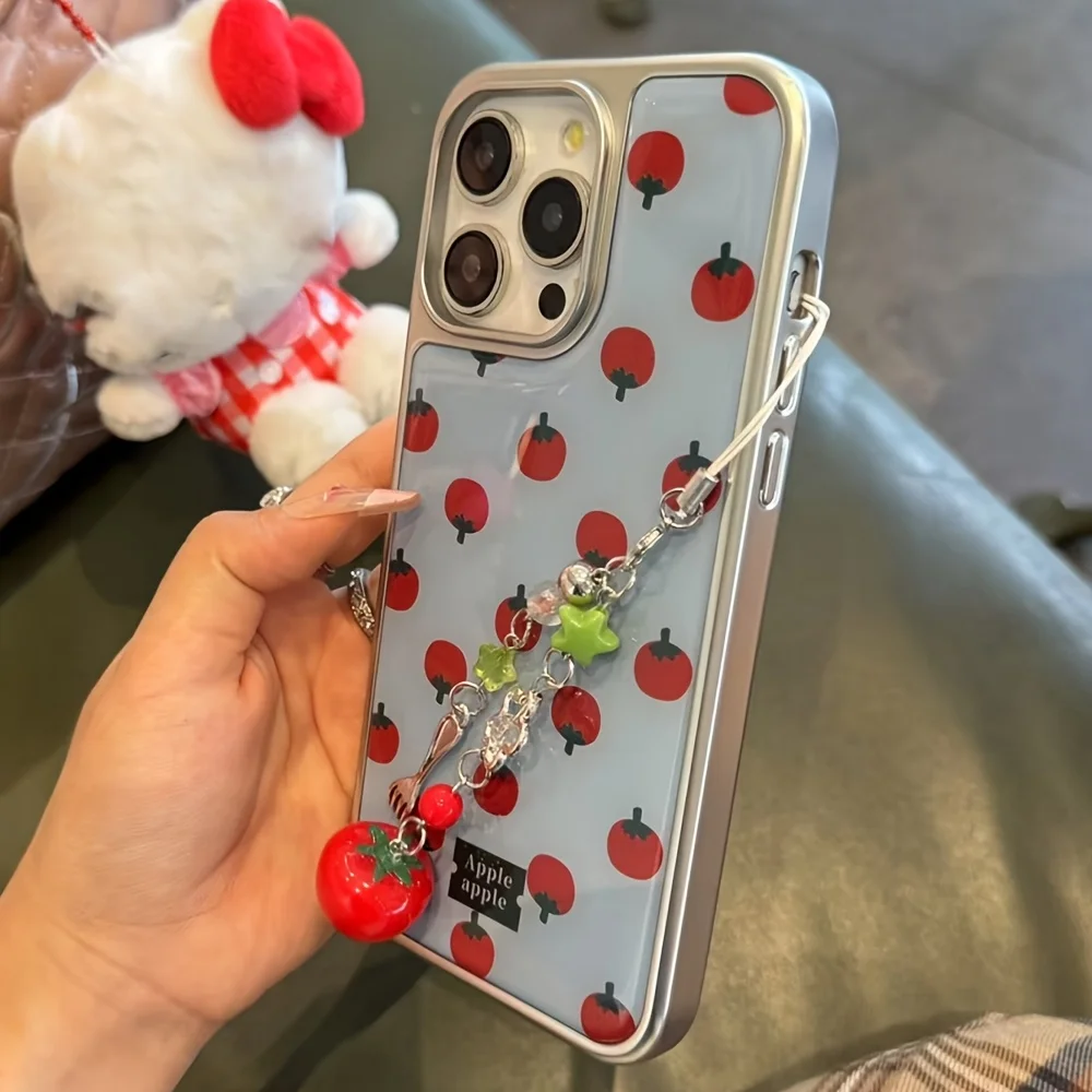 Capa de Telefone INS Cute Gradient Tomato para iPhone 17 16e 16 15 14 13 12 11 Air Pro Max X XR XSMAX Plus Luxuosa Transparente Macia