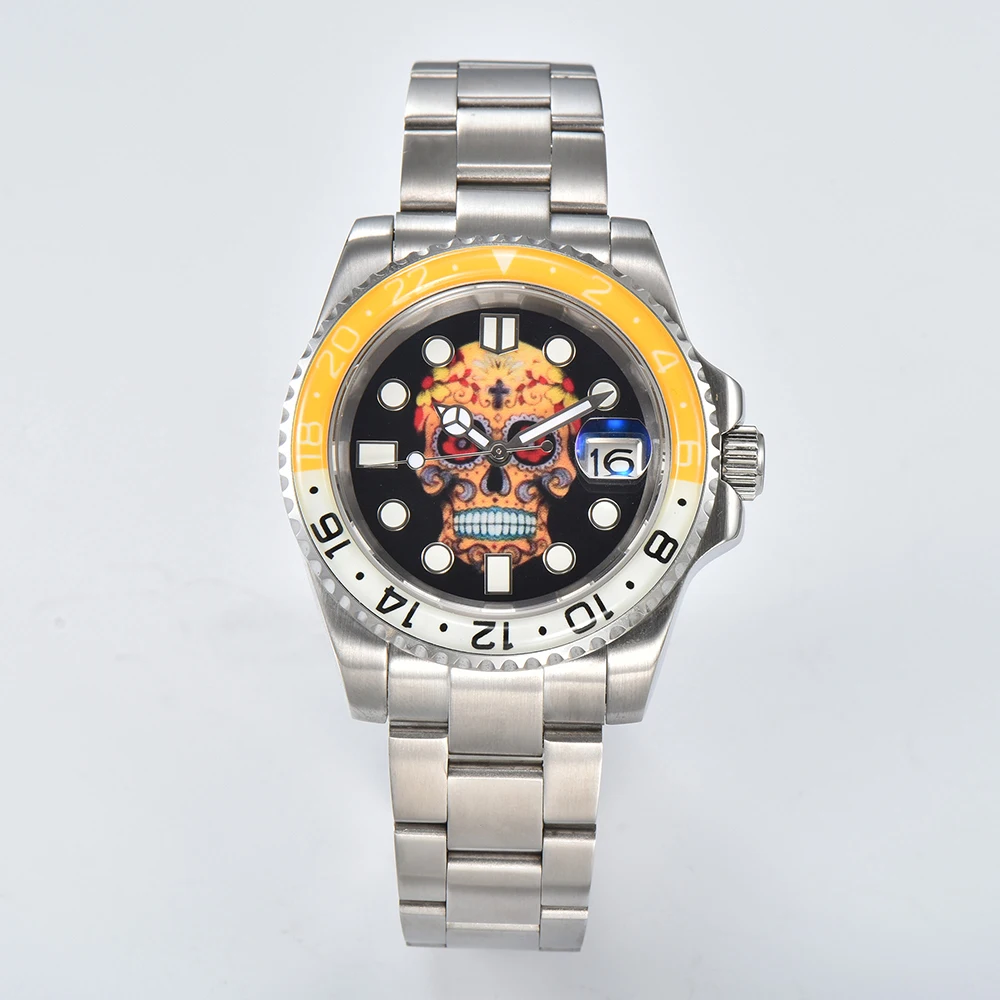 40MM Men Automatic Watch Blue White Ceramic Bezel Stainless Steel Bracelet Luminous Date Sapphire Sport Wrist Watch China NH35