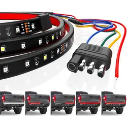 48/60 Inch Truck Tailgate Light Bar 12V  5 Function Red/White LED Brake Light Strip Brake Turn Signal Reverse Light Waterproof