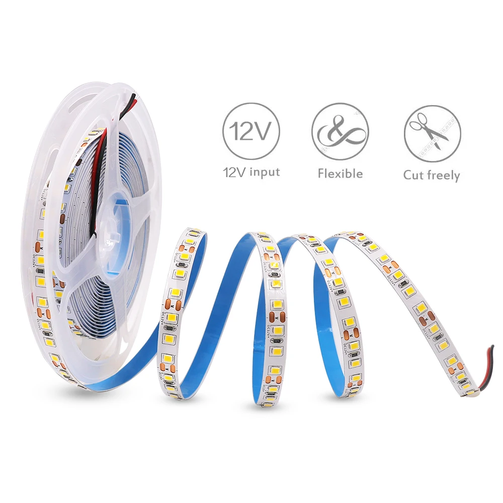 Cinta de luz Led Flexible, 2835 Led, 120Led, 240Led, 5M, Pixel, blanco, rosa, blanco cálido, azul, rojo, UV, DC12V, 24V