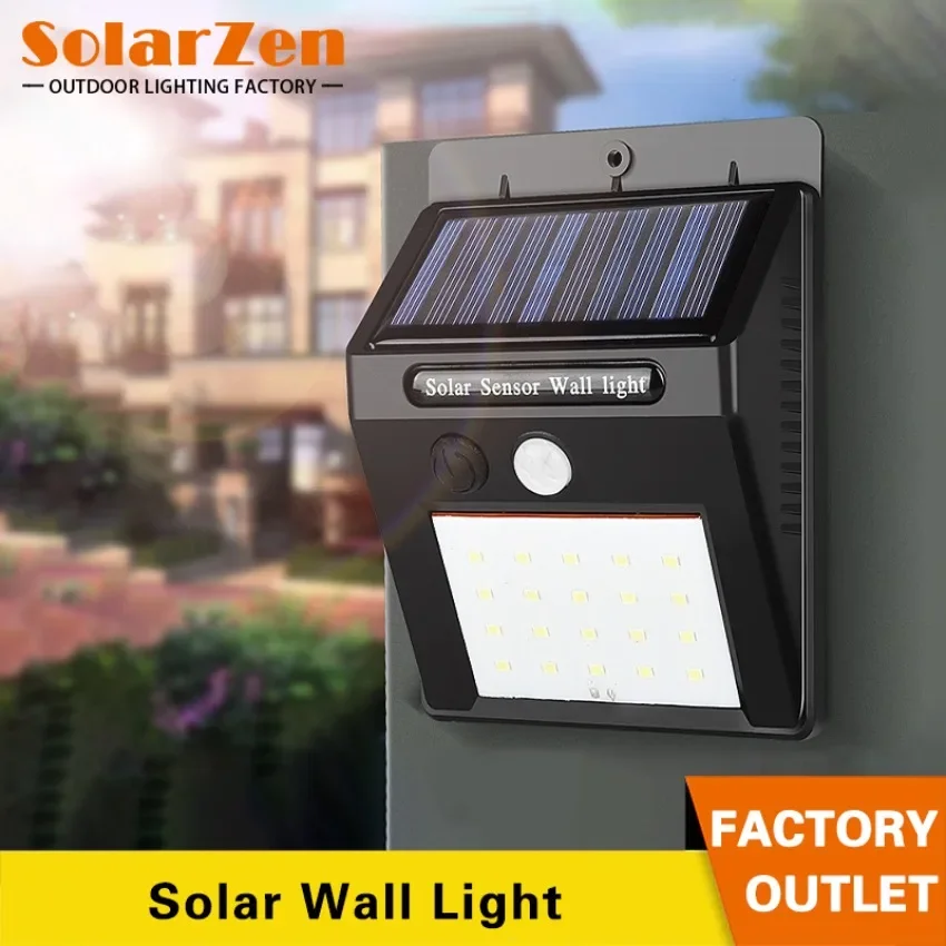 

LED Solar Light Outdoor Waterproof Solar Lights PIR Motion Sensors Wall Lamp Courtyard Garage Garden Decoration Street Lights