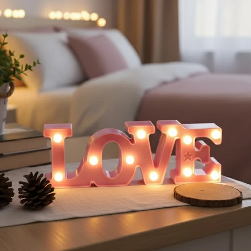أضواء لافتة حب LED رومانسية لديكور حفلات العطلات وفكرة هدية عيد الحب لتزيين سطح المكتب المنزلي مع توهج دافئ #1