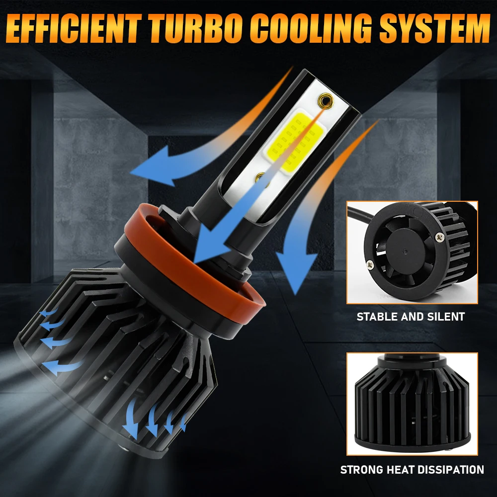 كبير Led رقاقة H4 H7 H11 9006 إضاءة مقاومة للماء رئيس مصباح سيارة العلوي السوبر مشرق 40 واط 8000LM 6000 كيلو السيارات الضباب مصابيح كهربائية 1 Pair