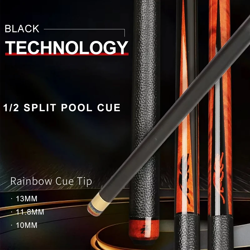 New Demon King SP Pool Cue Rainbow Tip 10.8/11.8/13mm Black Tech Shaft Uni-Loc Joint Pool Cue Stick