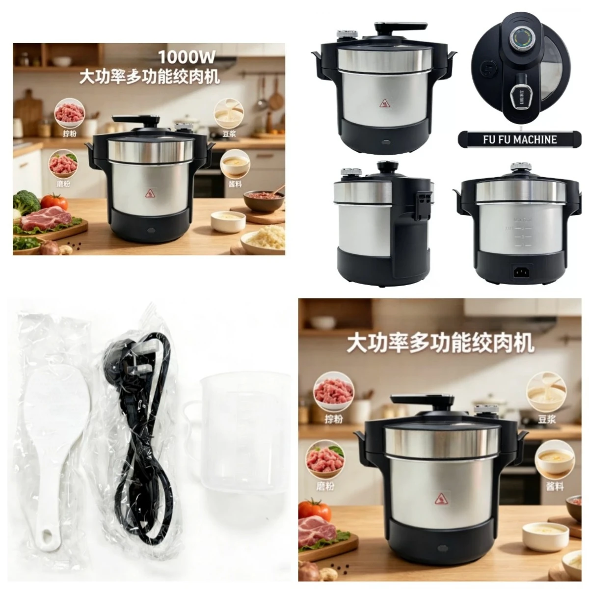 6L Electric Meat Grinder Stainless Steel Multifunctional Food Processor for Home Commercial Meat Vegetable Garlic Chopping