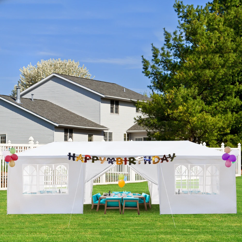 

10'x30' Outdoor Party Tent with 8 Removable Sidewalls, Waterproof Canopy Patio Wedding Gazebo, White