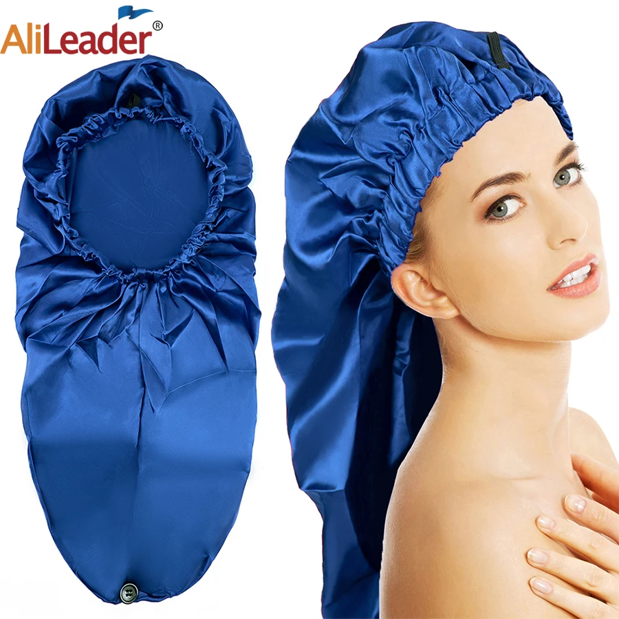 Satin Hair Braid Bonnet Foldable Extra Long Bonnet For Braids With Button Soft Hair Sleeping Bonnet Cap 10/20/30Pcs Custom Logo