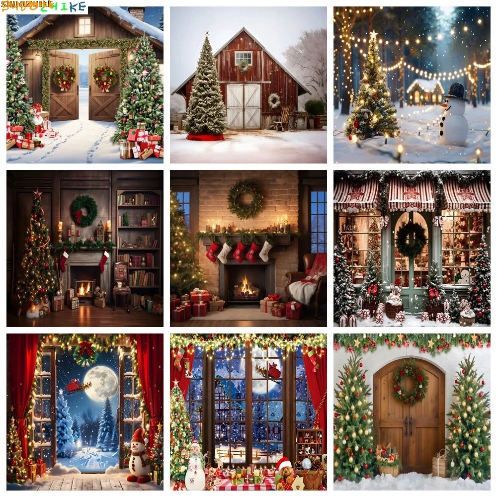 

Christmas Backdrop for Photography 2024 Xmas Tree Gifts Fireplace Kids Portrait Family Party Photo Background Decor Photostudio