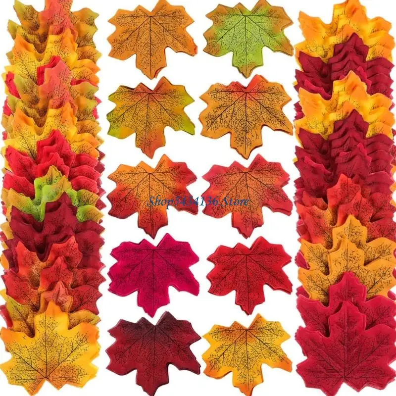 H7ED 50 Realistic Fall Maple Leaf Ornament Crafting and Interior Designs Set