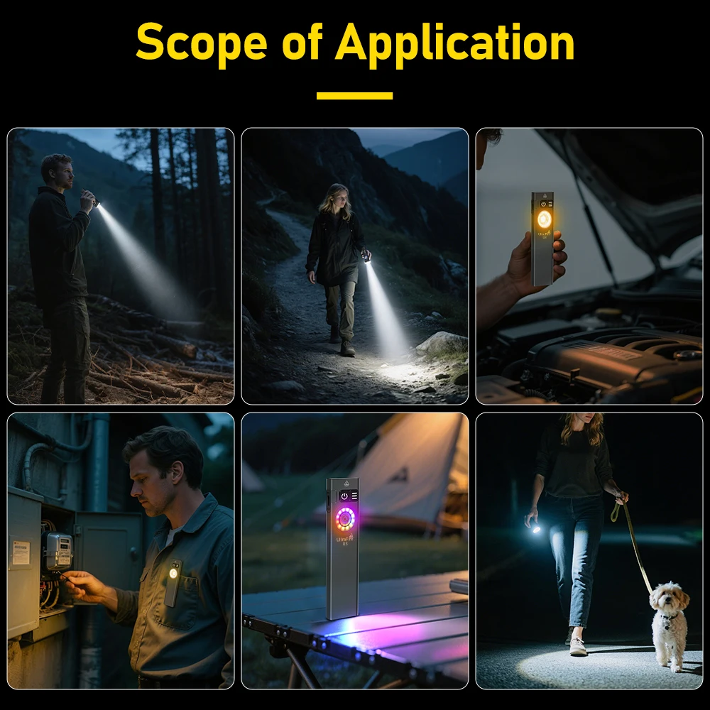 UltraFire U8 Keychain Flashlight USB C Rechargeable 600LM Flat EDC Flashlights Pocket Mini Torch Portable Work Light with Magnet
