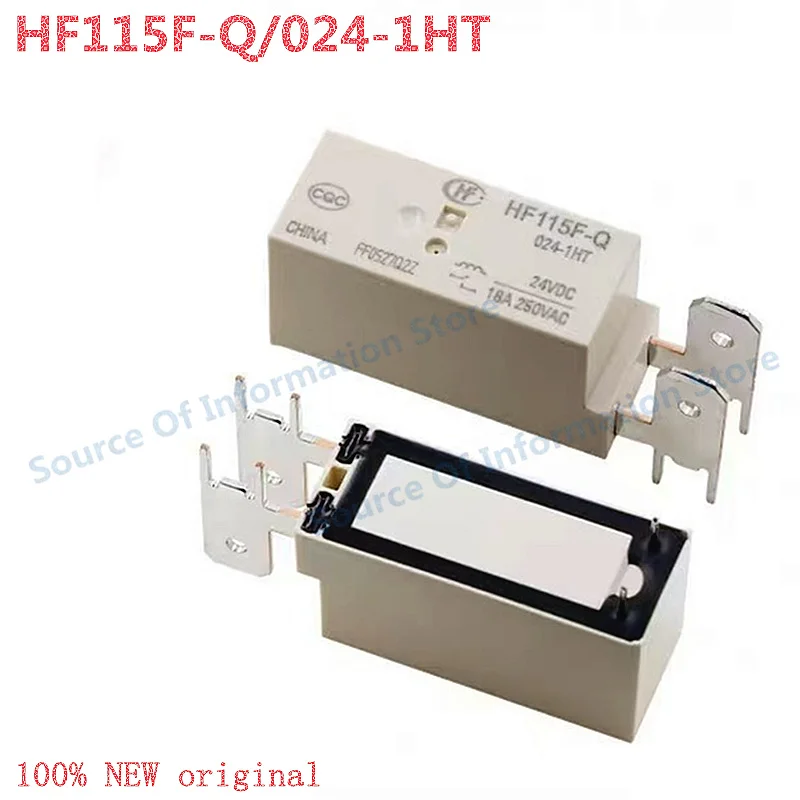 5Pcs HF115F-Q/024-1HT Compact High-Power DC Relay 24VDC 4-Pin 18A