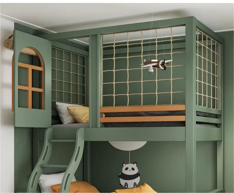 Bunk Bed Children's Bedroom Furniture Modern Toddler Storage Wooden Children's Bunk Bed with Slide