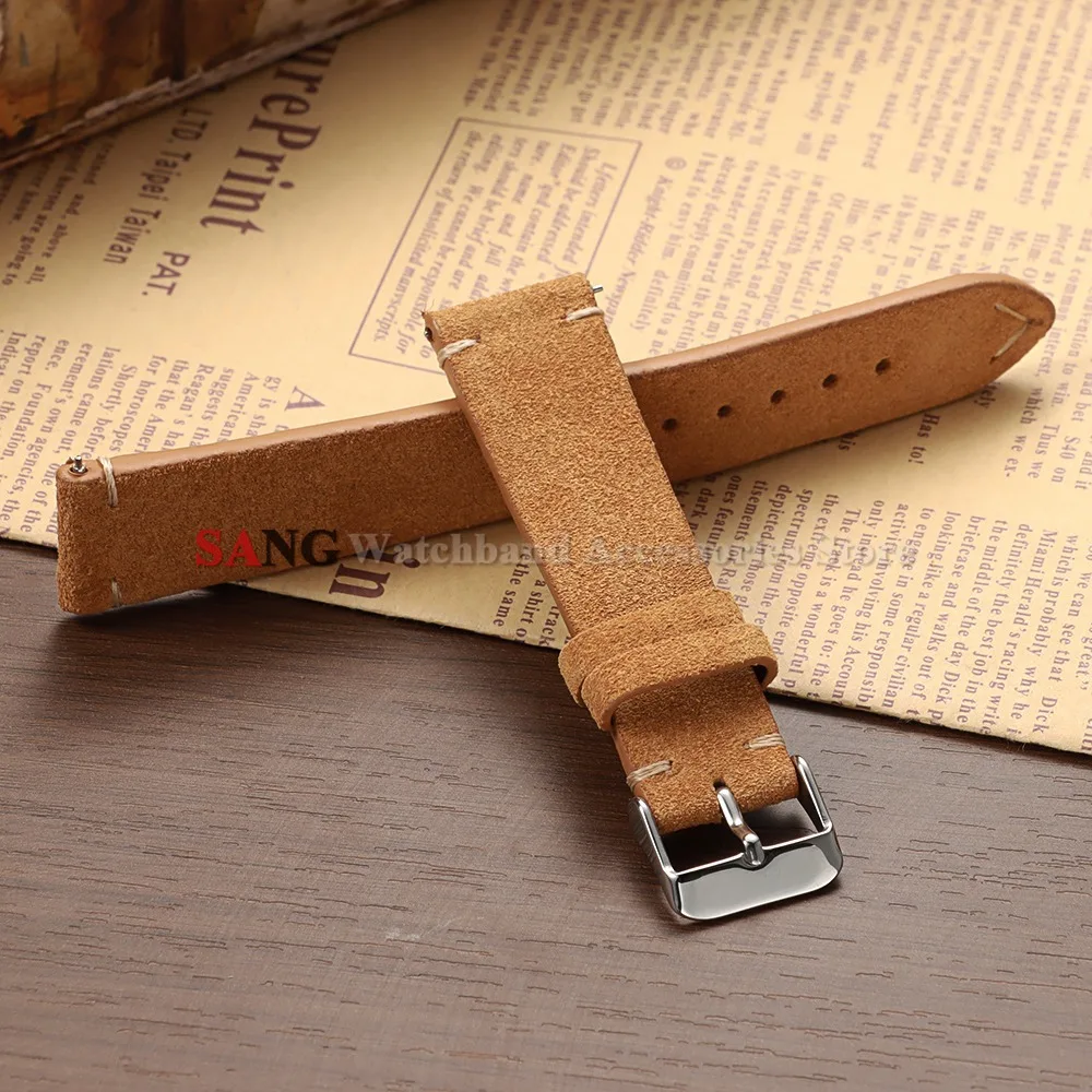14/16/18/19/20/21/22mm Ersatz-Armband mit Dornschließe Vintage Wildleder Uhrenarmband Schnellverschluss Kalbsleder Uhrenband – Detail 10