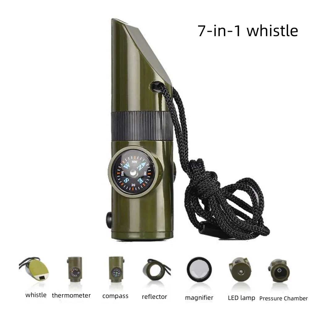 Emergency Survival Whistle Outdoor Multifunctional Whistle with Compass Thermometer Referee Whistle Camping Hiking Tools
