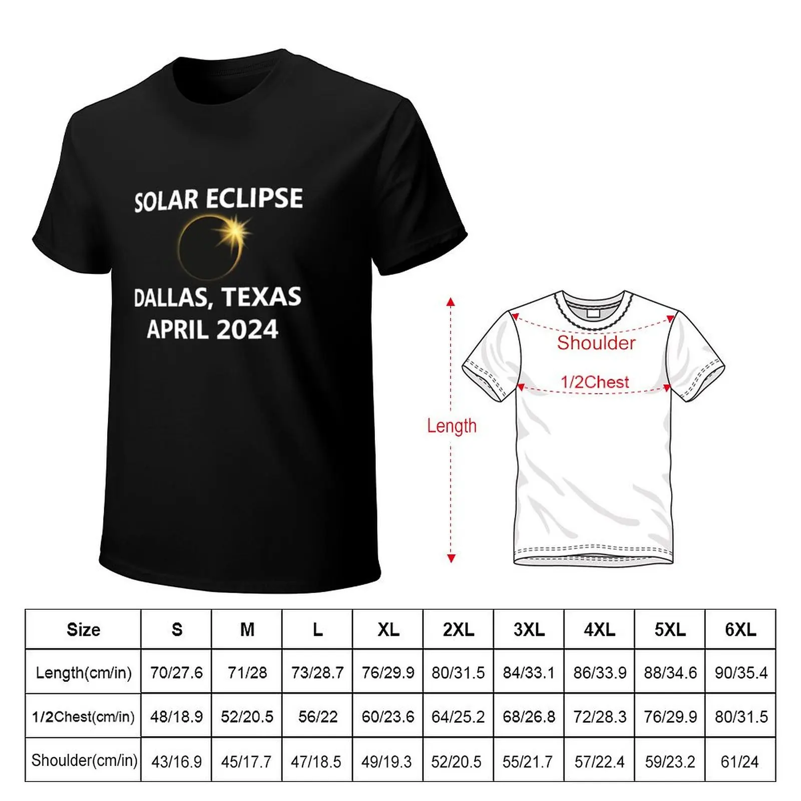 Total Solar Eclipse Dallas Texas TX 2024 T-Shirt man t shirt cotton T-Shirt