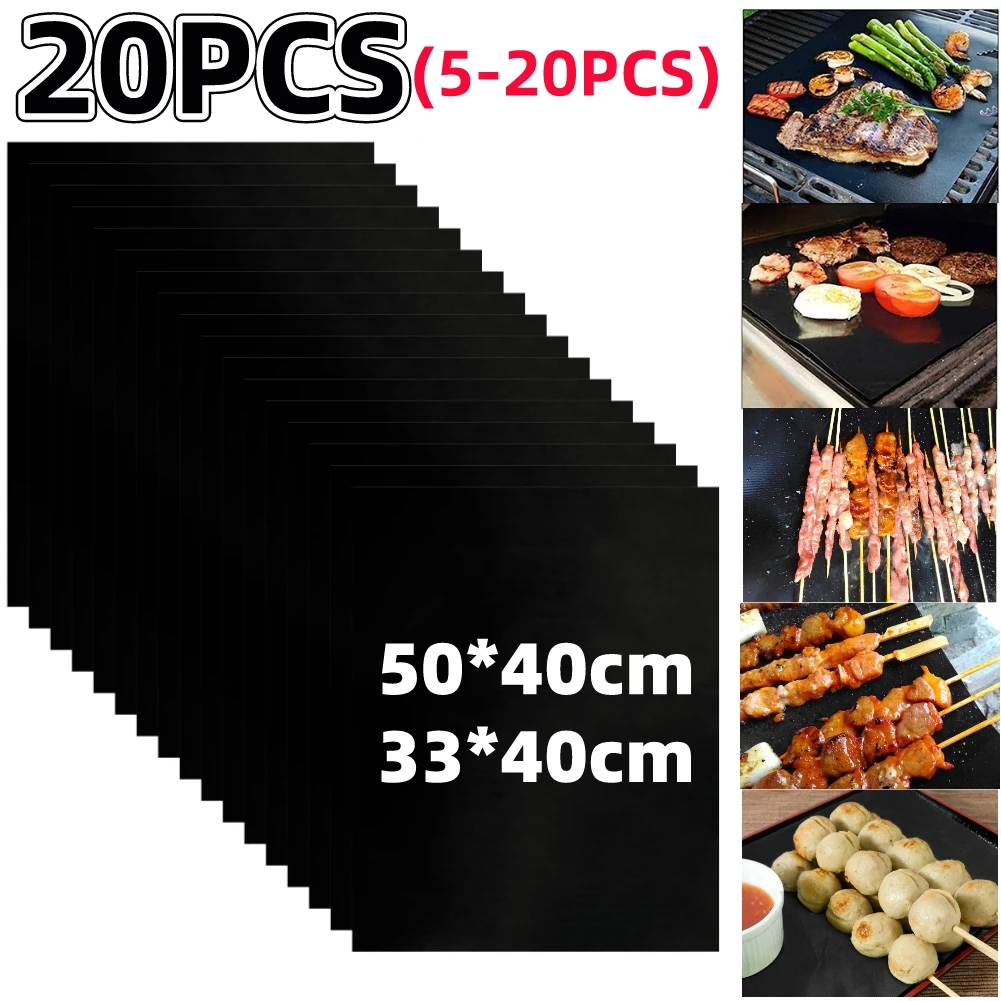 1-20PCS Non-stick BBQ Grill Mat Barbecue Outdoor Baking Mat Reusable BBQ Cooking Grilling Sheet for Party Grill Mat Kitchen Tool