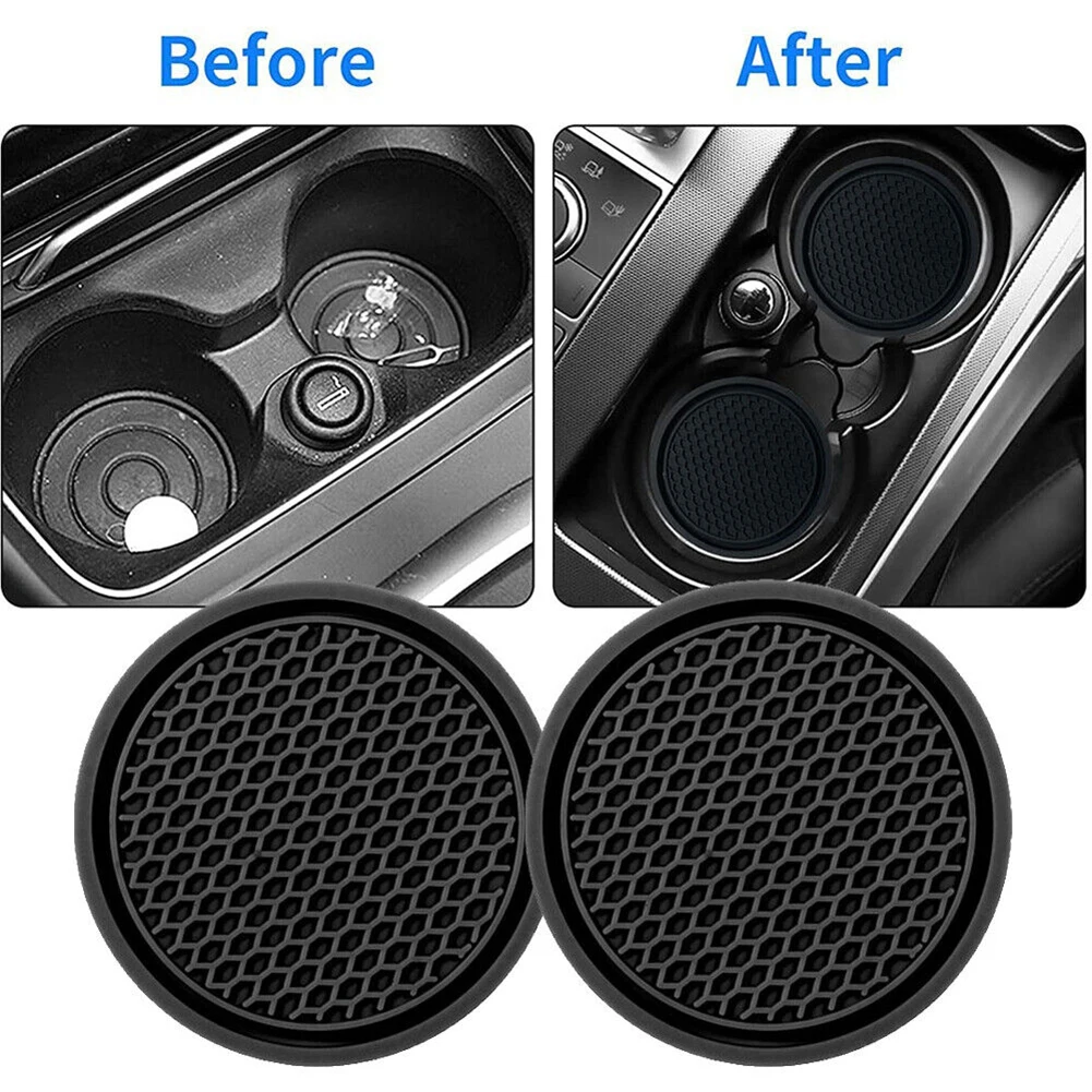 Anti-Slip Car Water Cup Pad, Esteira de borracha para suporte de garrafas, Coaster, Auto Interior, Anti-Skid, Acessórios, 2pcs