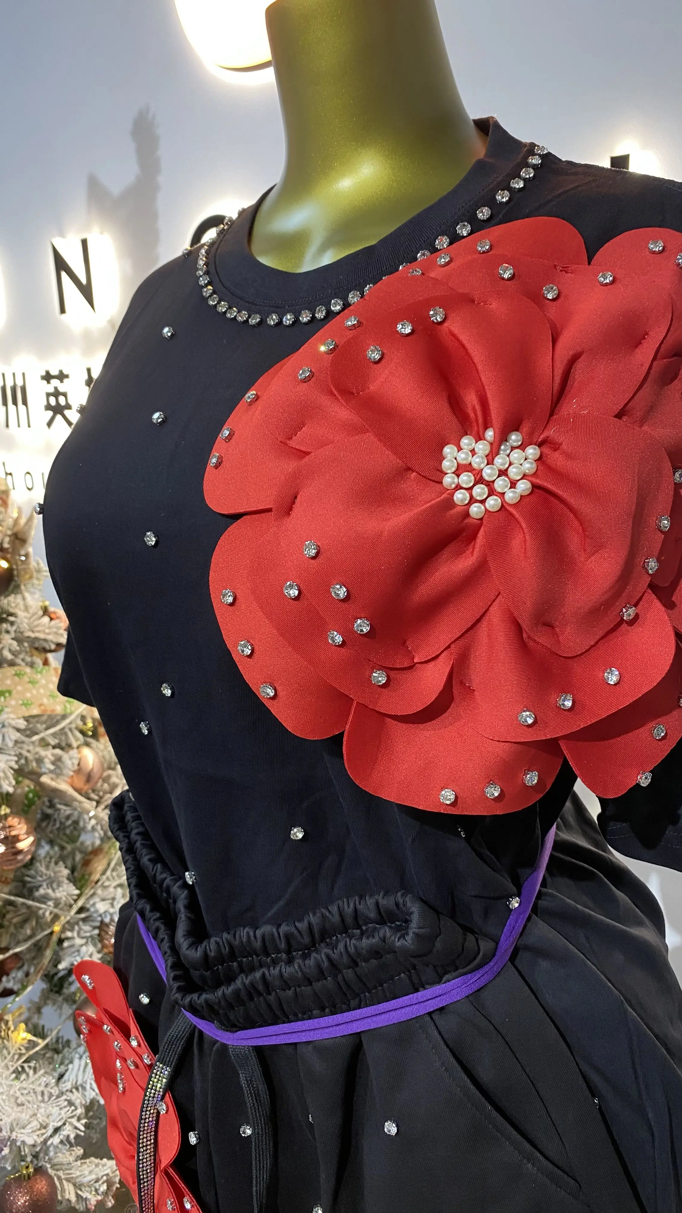 Boutique groothandel 2025, zomer nieuwe mode, zoete ronde hals, korte mouwen, losse, veelzijdige damesrok - GZMM102