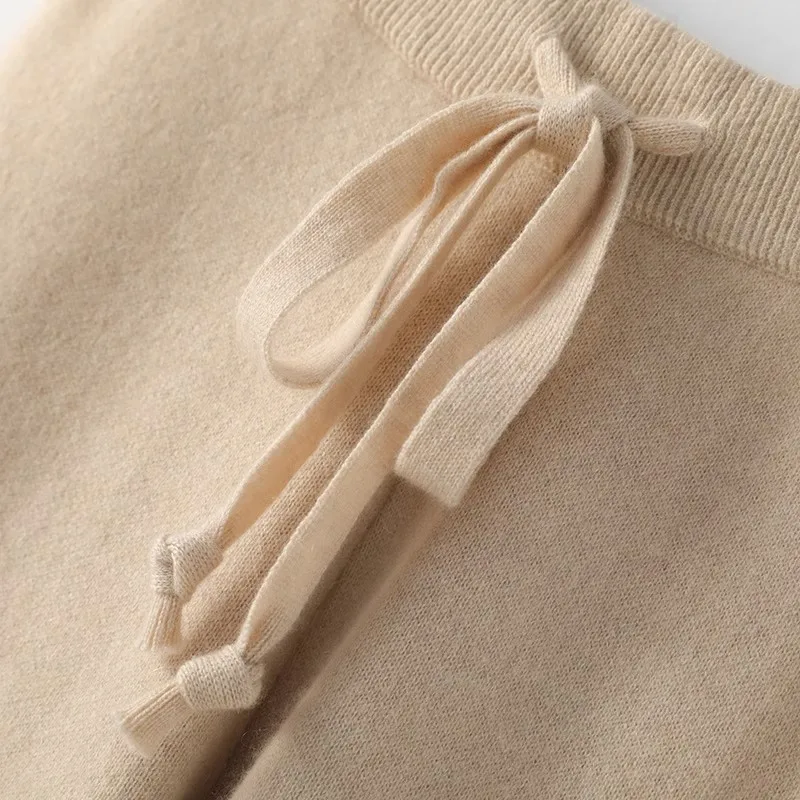 여성용 가을 겨울 니트 와이드 레그 팬츠 울 같은 스트레이트 컷 하이웨이스트 두꺼운 캐주얼 편안한 바지