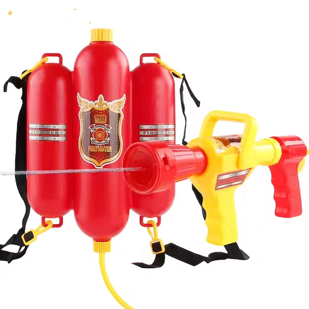 Large Capacity Water Gun Fireman Backpack Water Gun Pull Out Shootting Soaker Beach Water Games Summer Outdoor Toys Kids Gifts