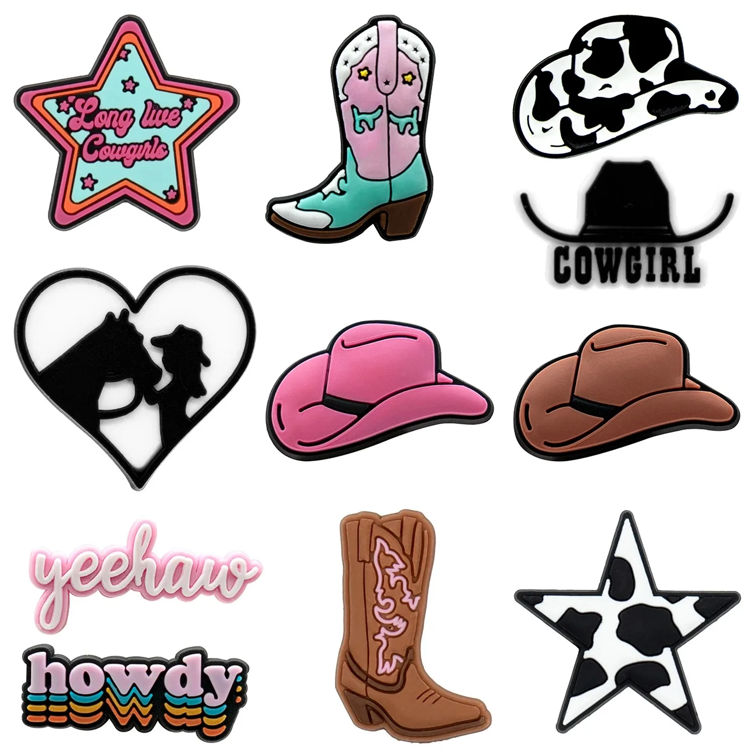 12p Cowboy Ice Hockey Purple Series Shoes Charm Decorations Multiple choice PVC Decoration Detachable Waterproof For Party Gifts