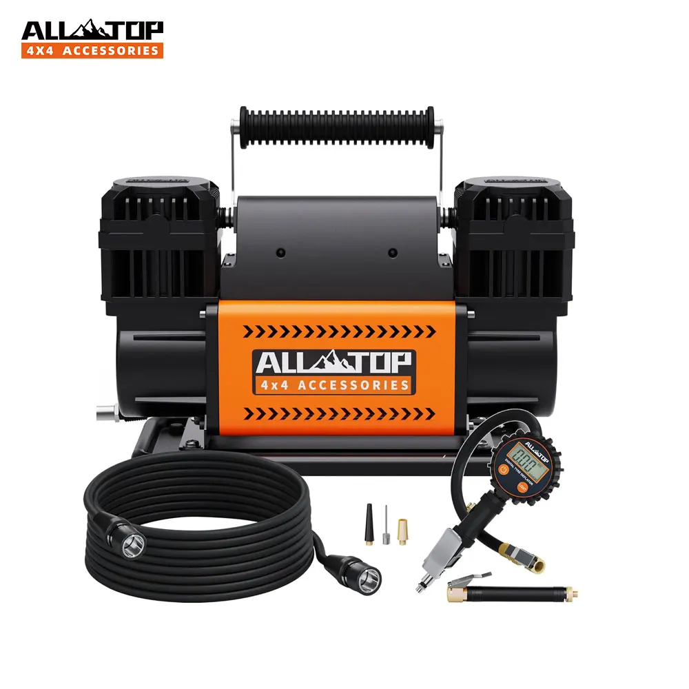 ALL-TOP Dual Cylinder Air Compressor with Digital Pressure Gauge Tire Inflator Kit good