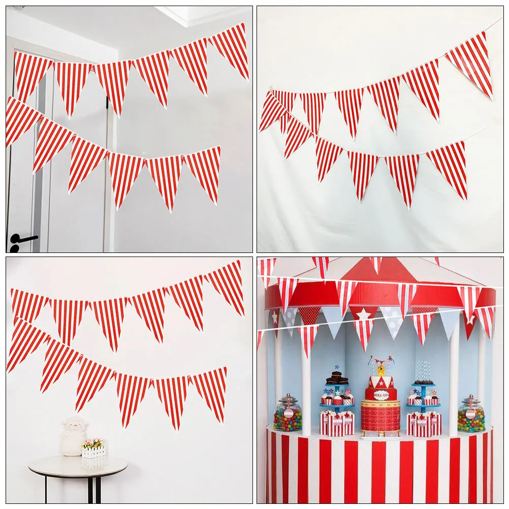 

4Pcs Carnival Theme Party Banner Circus Decor Striped Flags Birthday Festival Celebration Party Supplies Circus Decor