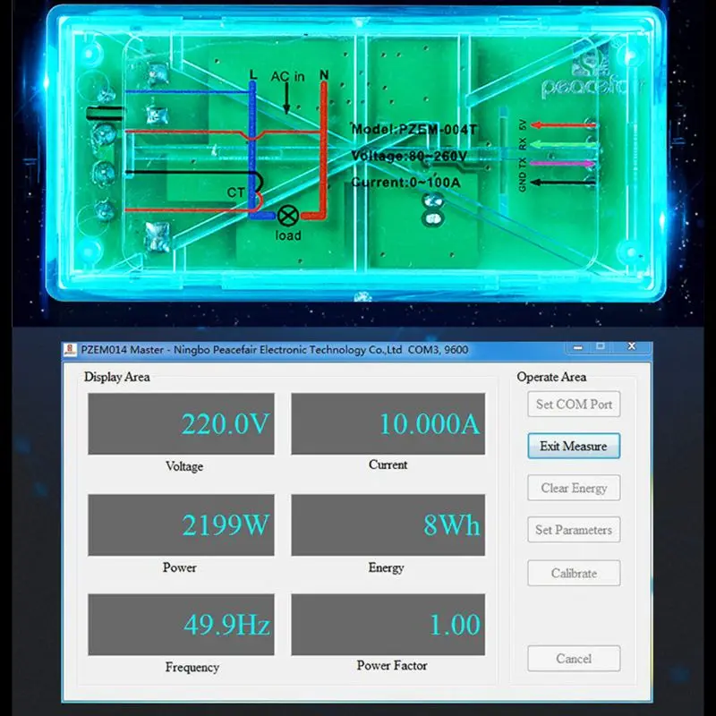 PZEM-004T 3.0 Version Communication Module TTL Modbus-RTU Power Meter Kwh Meter AC Single Phase 100A Electric Volt Amp Frequency