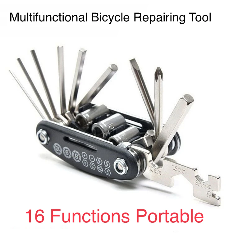Duitsland Seiko Multifunctionele Opvouwbare Schroevendraaier 16-In-1 Zeshoekige Fietsreparatieset