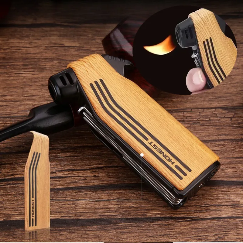 

Multifunctional Pipe Machine Retro Open Fire Lighter with Inflatable Smoke Knife Pressure Stick Scraper Special Pipe for Smoking