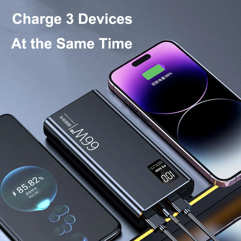 Power Bank 50000mAh with 66W PD Fast Charging Powerbank Portable Charger External Battery Pack for iPhone Huawei Xiaomi Samsung