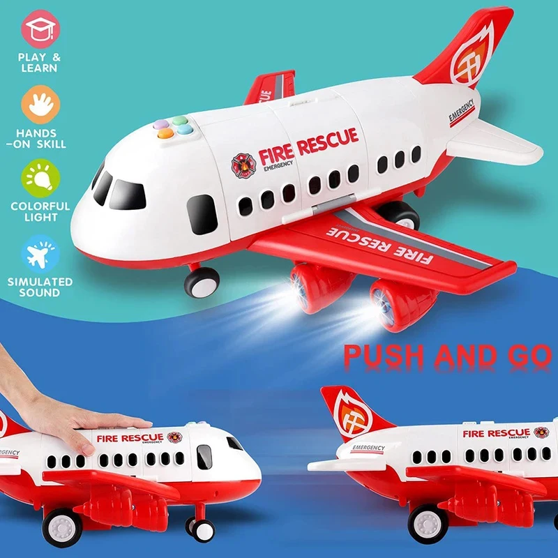 Large Passenger Aircraft Model Children\'s Airplane Toy Set with 5PCS Theme Alloy Car Model DIY Children\'s Toys Christmas Gift