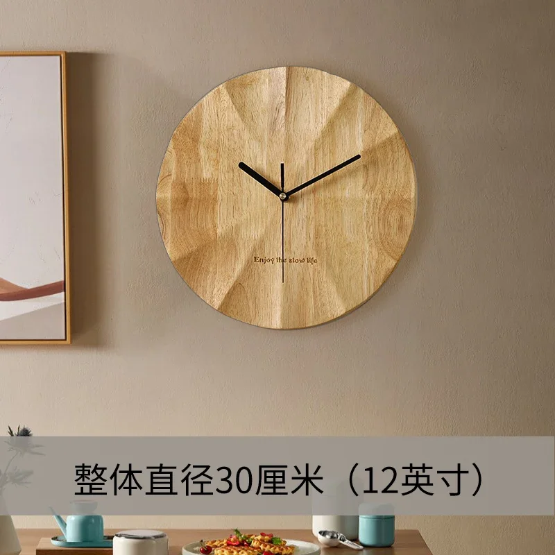 Solid Wood Wall Clock Natural Wood Grain Modern Rustic Decor For Living Room Bedroom Kitchen Durable Hanging Timepiece Luxury