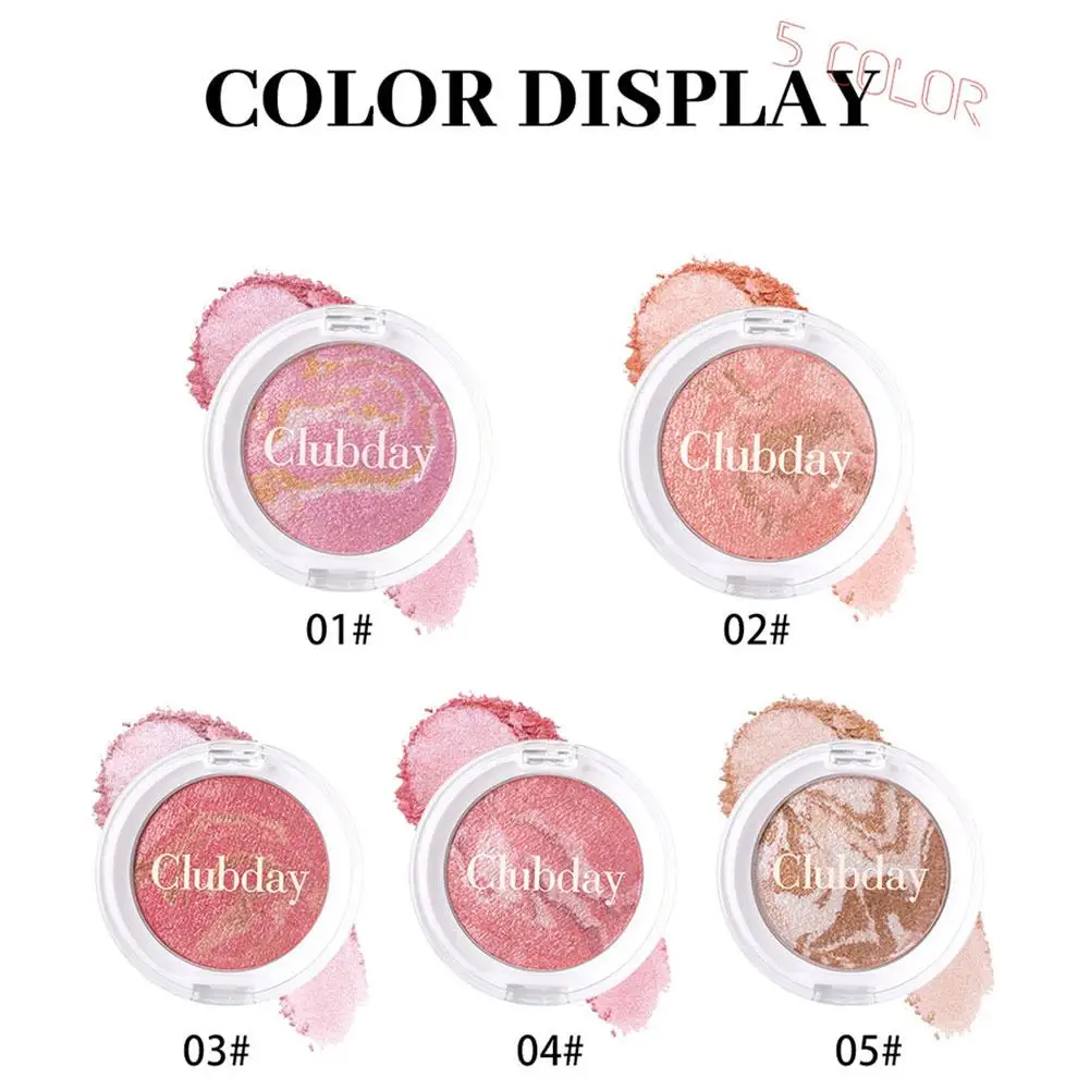 Julystar Vijf kleuren parelmoer fijn glitter microdeeltjes Pentel Blush stereoscopische contouren driekleurige gemarmerde Blush