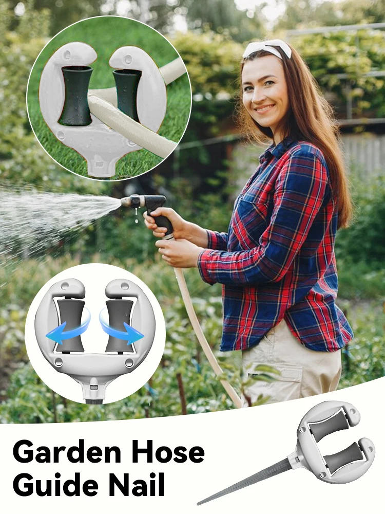 Garden Hose Guide Metal Pin Garden Water Pipe Rack Top Roller Lawn Spike Holder Garden Watering Hose Positioning Guide