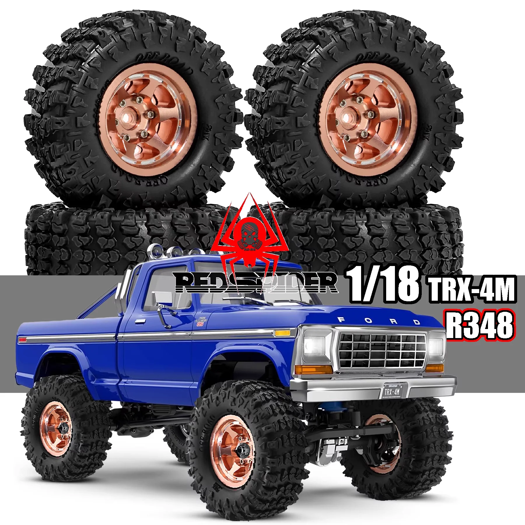 

1.3 Inch Aluminum Beadlock Wheels Rims Tires Set for 1/24 Axial SCX24 FMS24 1/18 Traxxas TRX4M RC Crawler Upgrade