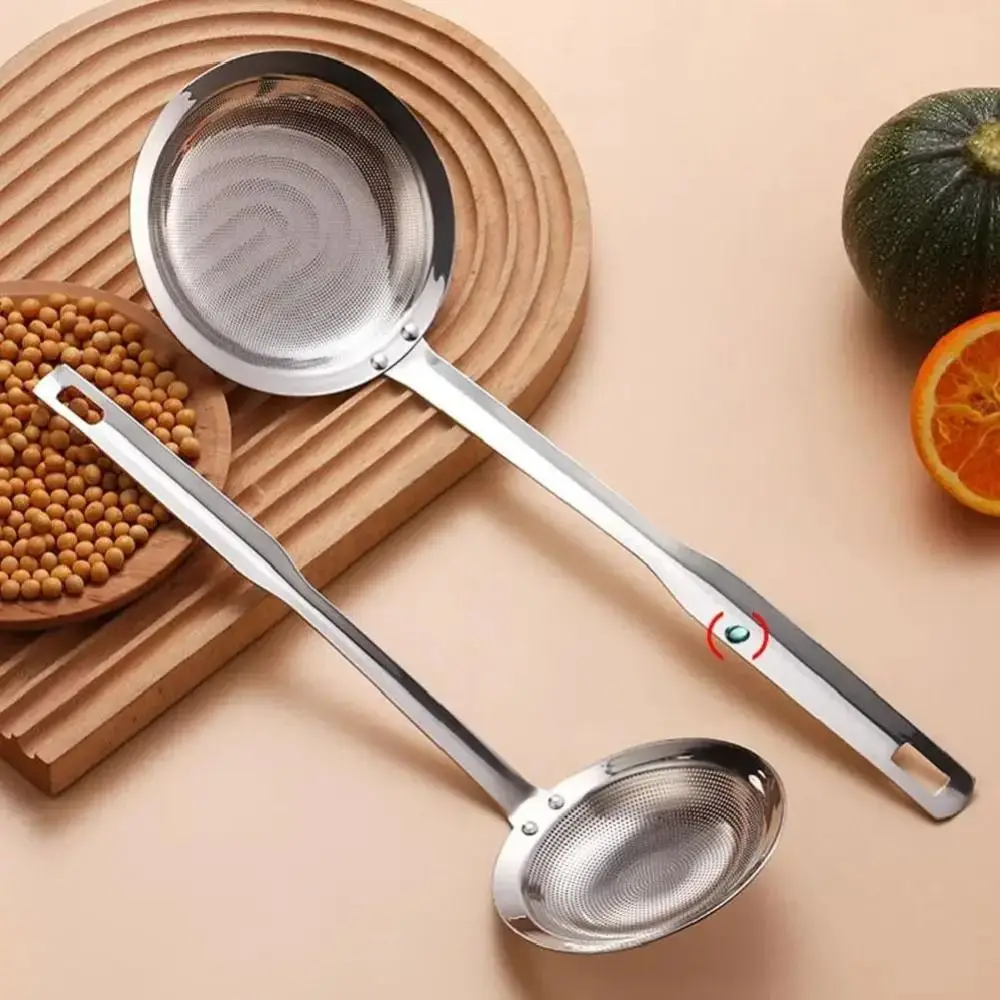 New Stainless Steel Oil Strainer Anti-scalding Fine Mesh Foaming Spoon Thickened Slotted Spoon for Remove Floating Oil Foam