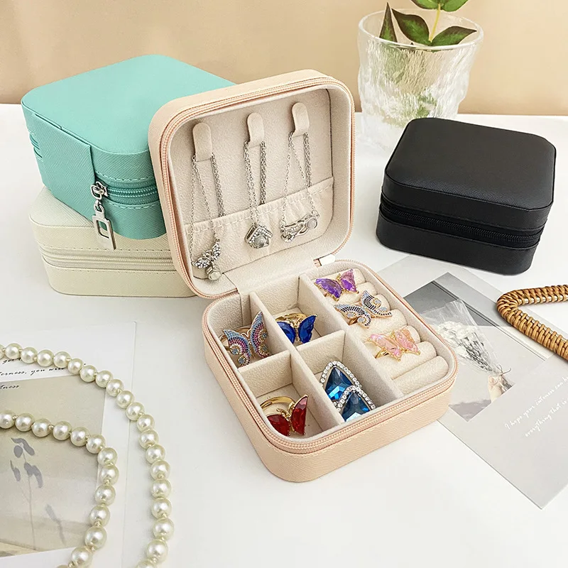 

Simple ins jewelry storage box mini portable travel jewelry earrings earrings jewelry box