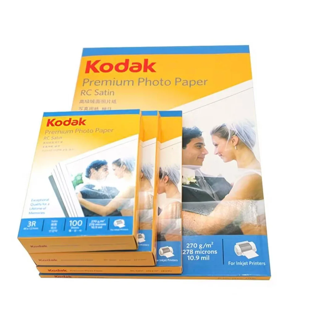 Kodak Premium Photo Paper RC Satin 270GSM In Stock A4 Color Inkjet Printing Photo 6 Inch and Water Resistant Album Instant Dry