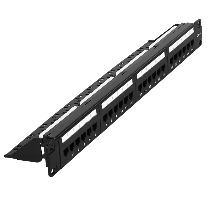 19“ 1U Cabinet Rack UTP 24 Port CAT6 Patch Panel RJ45 Network Cable Adapter 50U Modular Keystone Jack PCB IDC Distribution Frame