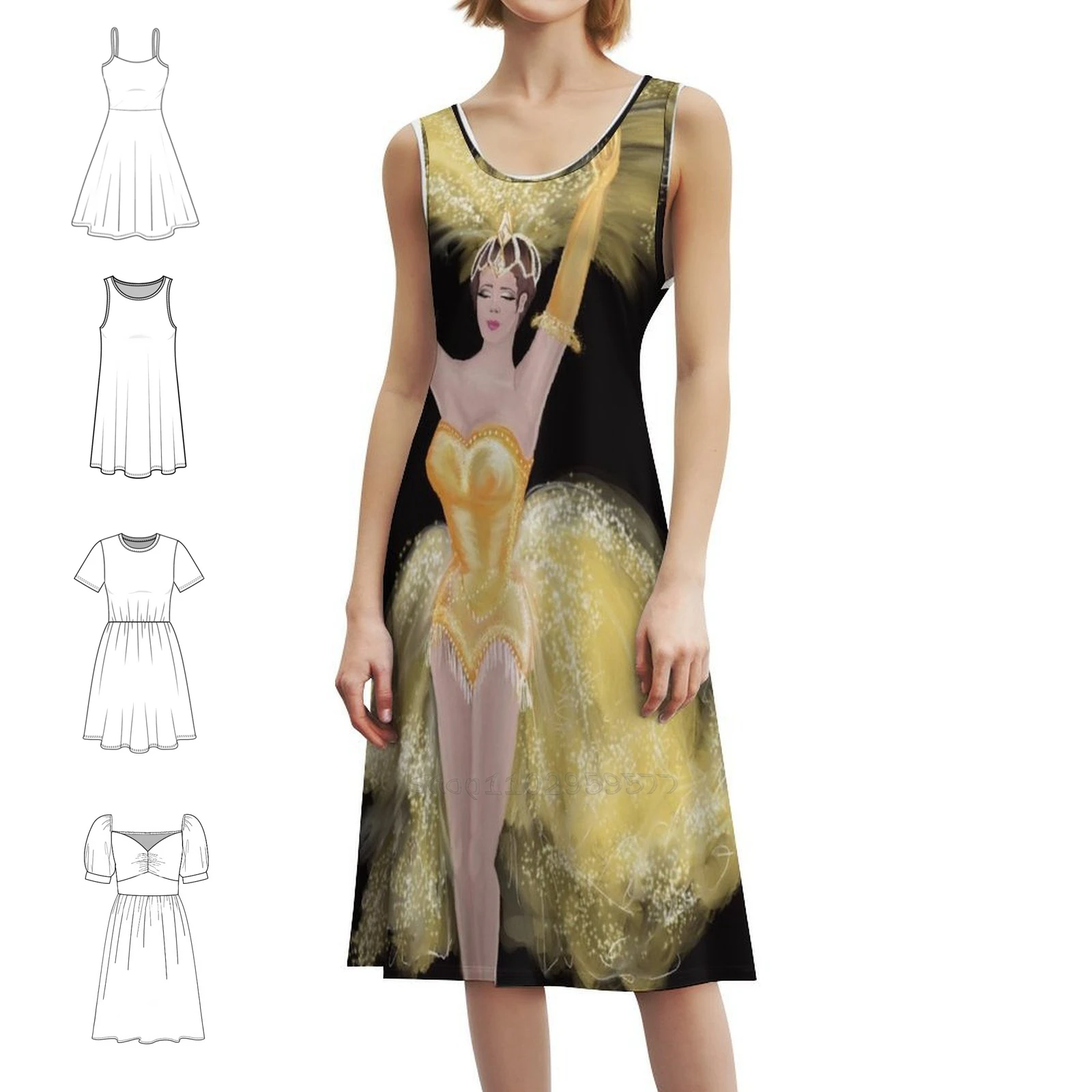 

Желтое женское элегантное праздничное платье Showgirl, платье трапециевидной формы с короткими/длинными/без рукавов, желтый бурлеск Лас-Вегас