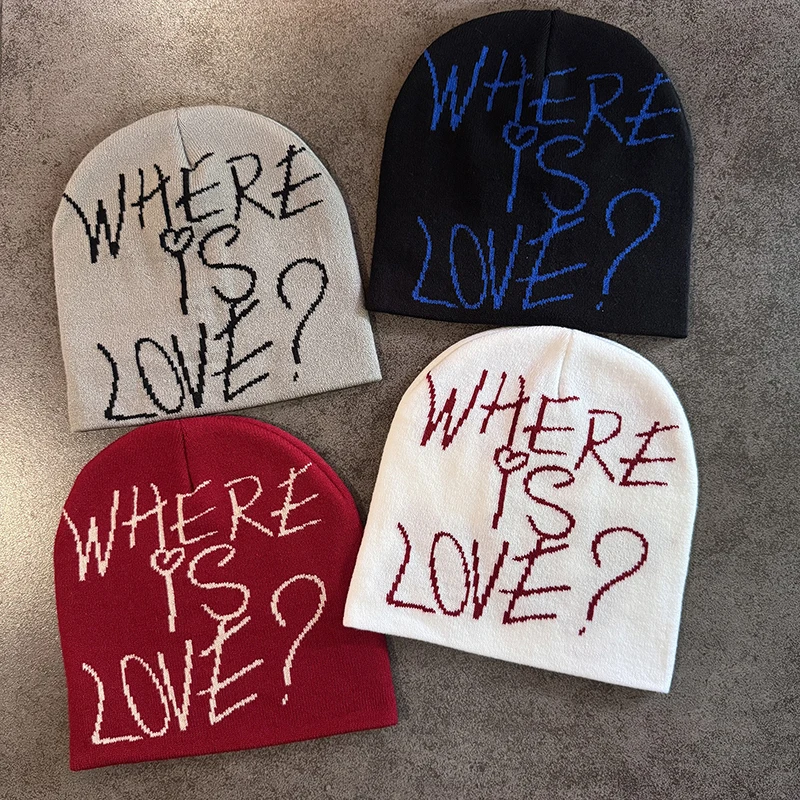 หมวกไหมพรมถักสีตัดกันสไตล์นิวสตรีท สำหรับฤดูใบไม้ร่วงและฤดูหนาว อุ่นสบาย สไตล์ Y2K ฮิปฮอป