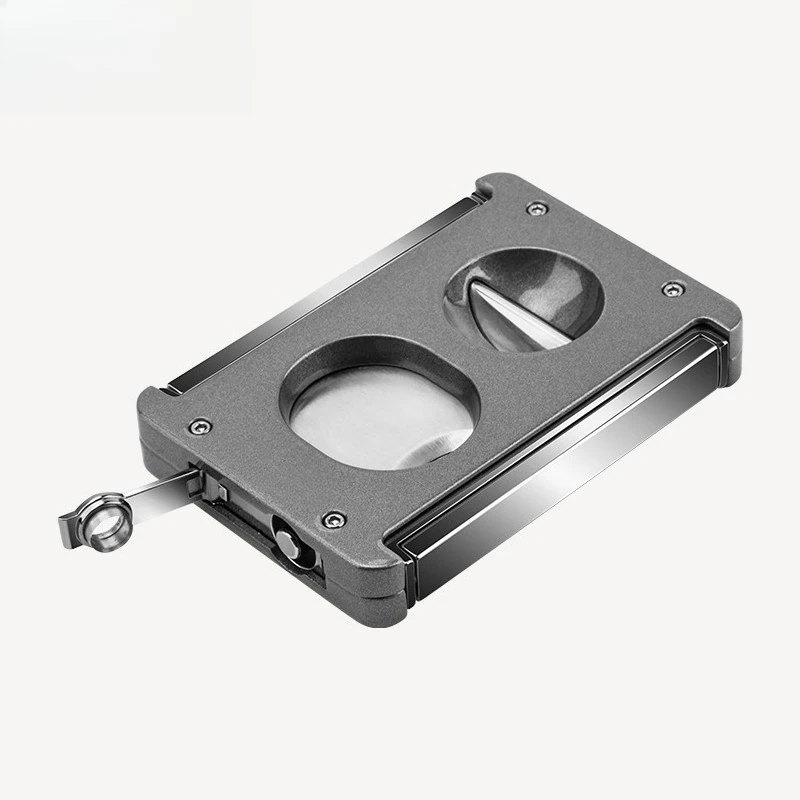 

Портативный инструмент для сигар 4-в-1, гильотина/V-образный вырез/пробойник/фипорошок с кожаным футляром и плавной резьбой