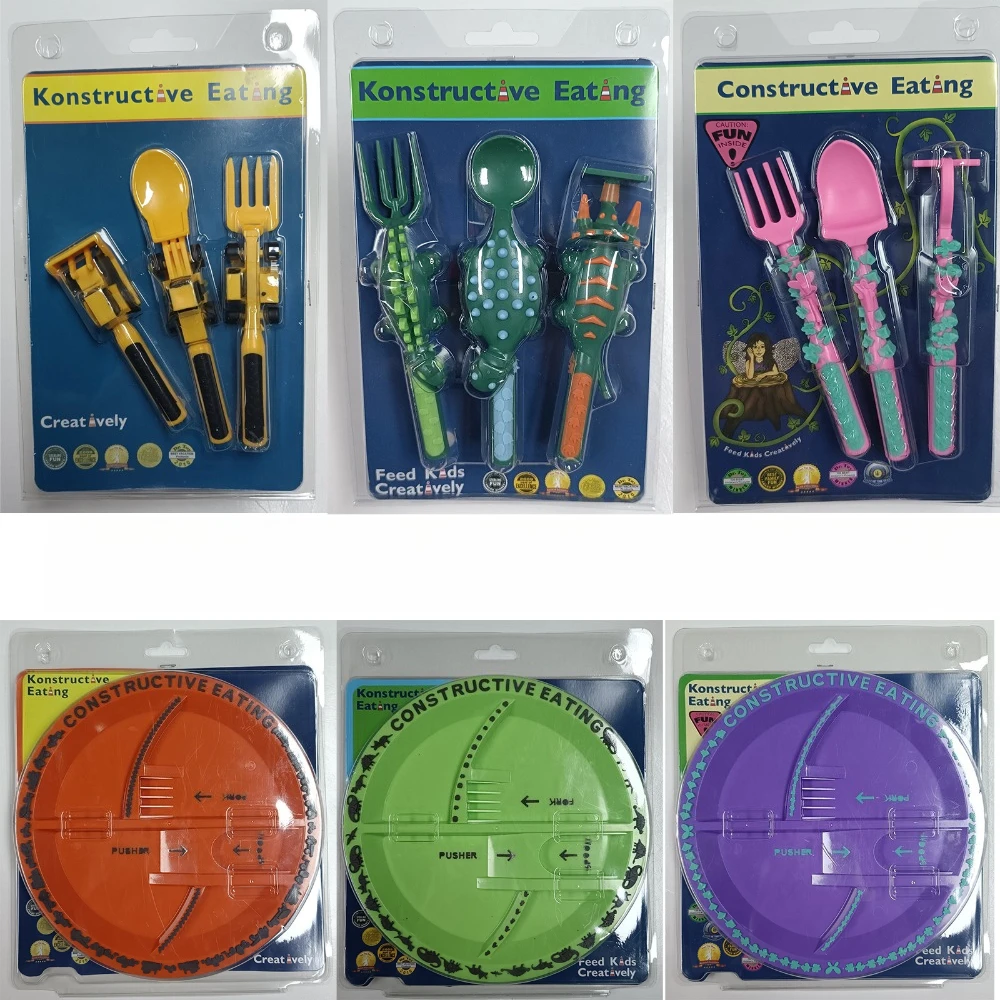 

Bulldozer Excavator Bulldozer Fork Shovel Plate Spoon and Fork Set Dinosaur Children's Tableware Fork Spoon Dinnerware Sets