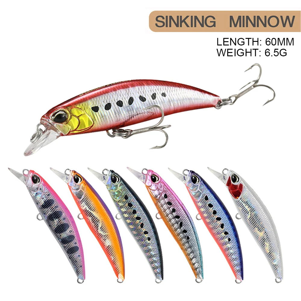 6cm 6.5g Fishing Lure Minnow Wobbler 60S Sinking Jerkbait Swimbait Artificial Hard Bait Ocean Fishing Bionic Decoy Bass Bait