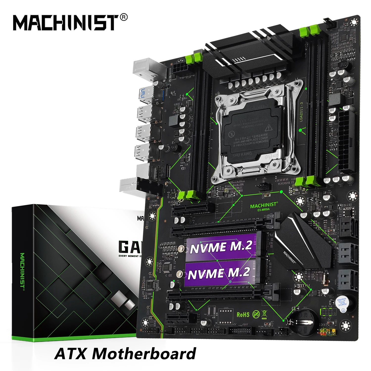 Machiniste-Prise en charge de la carte mère E5 MR9A V1.0 X99, LGA 2011-3, Xeon E5 V3 V4, processeur CPU, RAM DDR4, mémoire à quatre canaux, ATX NVcloser M.2